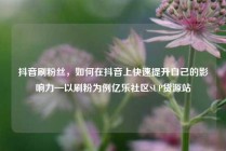 抖音刷粉丝，如何在抖音上快速提升自己的影响力—以刷粉为例亿乐社区SUP货源站