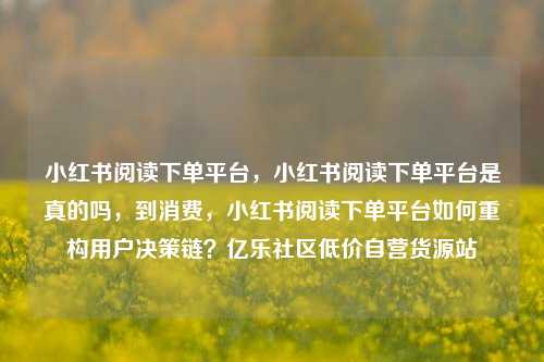 小红书阅读下单平台，小红书阅读下单平台是真的吗，到消费	，小红书阅读下单平台如何重构用户决策链？亿乐社区低价自营货源站  第1张